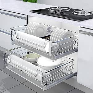 Amazon.com: Dish rack 2 Pcs Pull-Out Wire Baskets Kitchen Base Larder