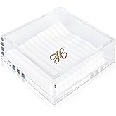 Rebecca Luxurious- Cocktail Acrylic Napkin Holder for Table, Kitchen or Luncheon, Bar Napkin Holder, Clear Modern Acrylic Square Tray, Versatile Snack, Party, Food, and Accessory Organizer, 6"x6"