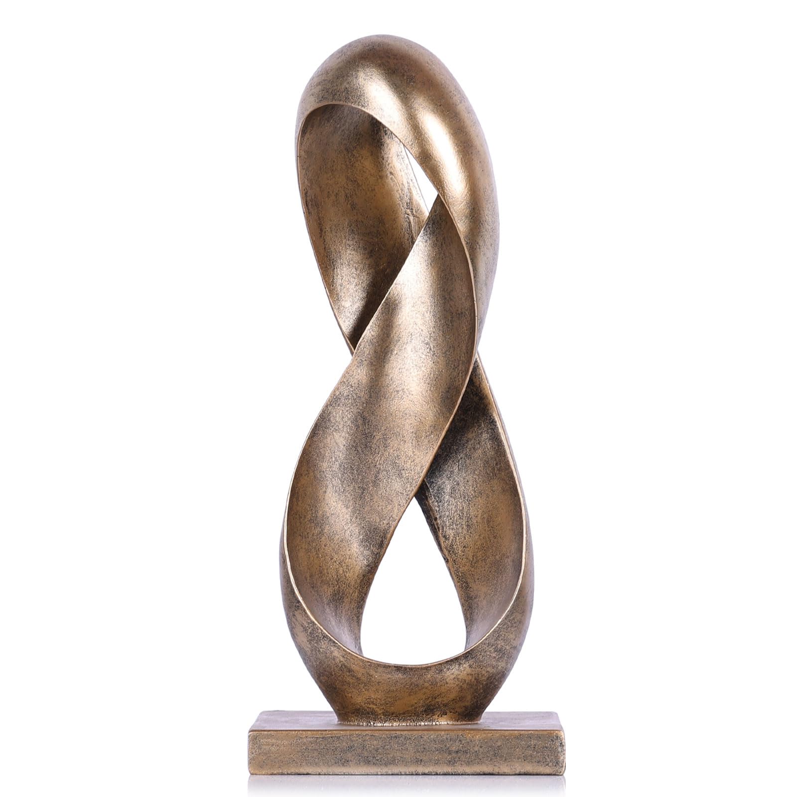 Photo 1 of 14.6" Tall Abstract Bronze-Finish Knot Sculpture, Modern Resin Infinity Loop Statue, Modern Tabletop Decor for Coffee Table, Bookshelf, Mantel, Entryway, Living Room Office Accent Centerpiece