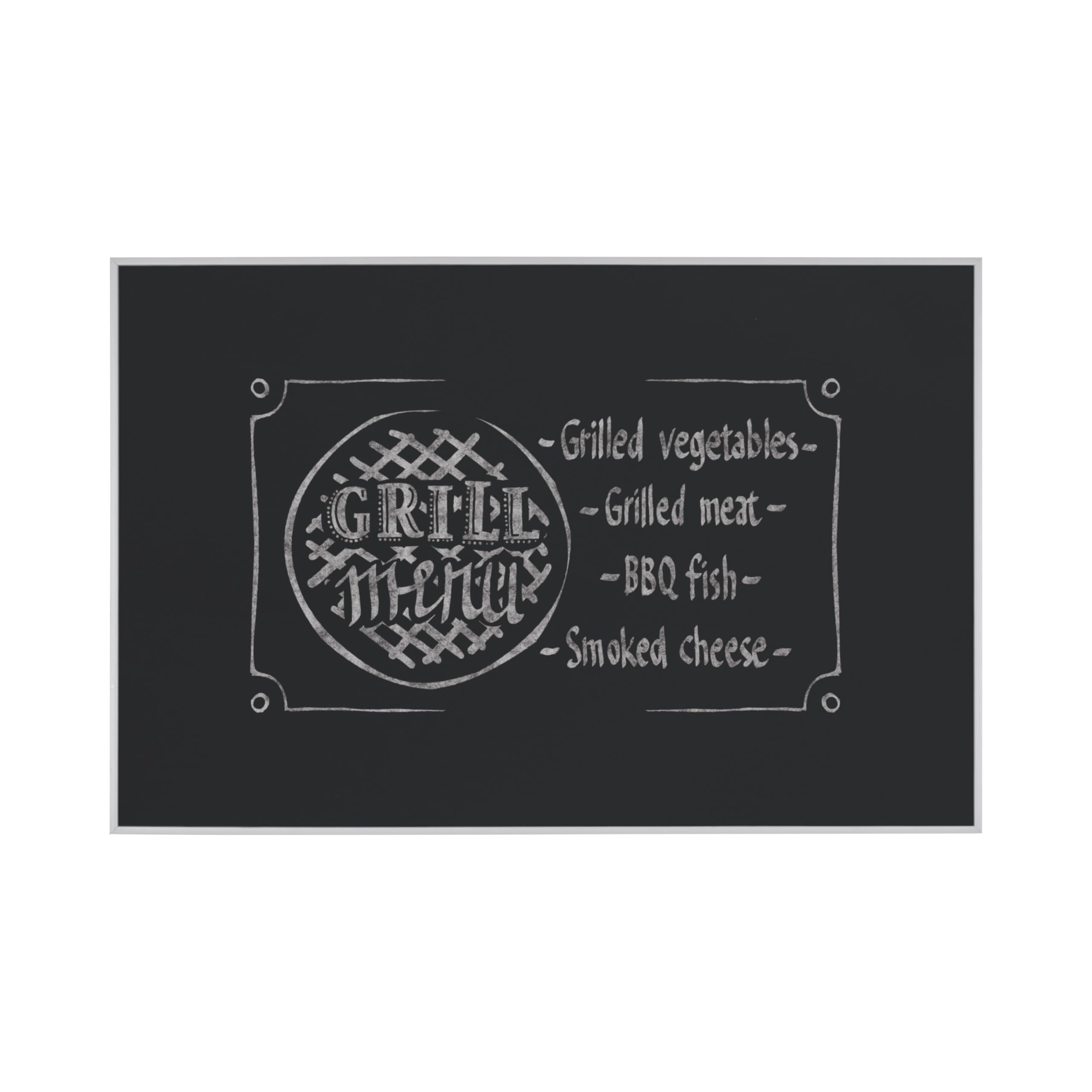 Bi-Office Chalkboard, Black Non Magnetic Surface, Grey Lined MDF Frame, 88.5 x 58.5 cm