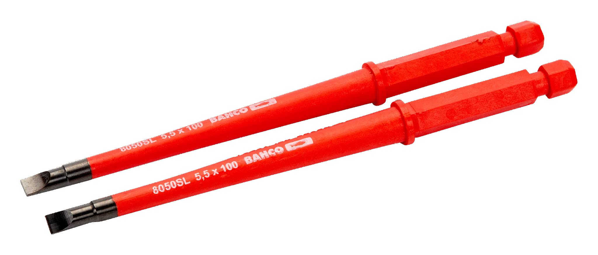 Bahco 8040SL-2P Slim/Insulated Interchangeable Blades for Slotted Head Screws, Red, 100/0.8 mm, Set of 2 Piece