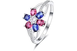 Emsione 925 Sterling Silver Plated Created Amethyst Womens Ring Best for Women Men