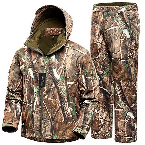 Camo Jacket New View Waterproof Hunting Camouflage Hoodie Military Jacketor and Pants for Unisex Medium