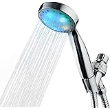 KAIREY Led Handheld Shower Head 7 Color Light Change Automatically Polished Chrome with 60 Inches Stainless Steel Hose and Ad