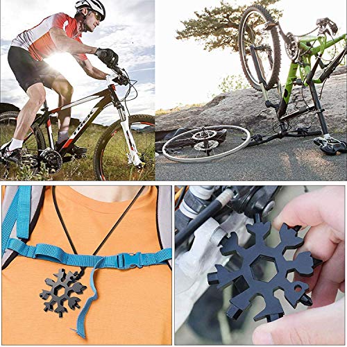Schneeflocken Multifunktionswerkzeug 18-in-1 Edelstahl Multitool mit Aufbewahrungs​box und Schlüsselring für Outdoor (Schwarz)