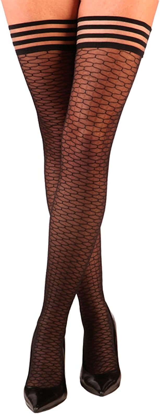 Kix'ies Beth Ann Honeycomb Thigh High Black B