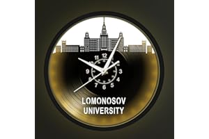 TIMEMAKER Lomonosov University Black Metal Frame Vinyl Record Wall Clock with Sound Activated Russia Cityscape ‌RUS Landmark 