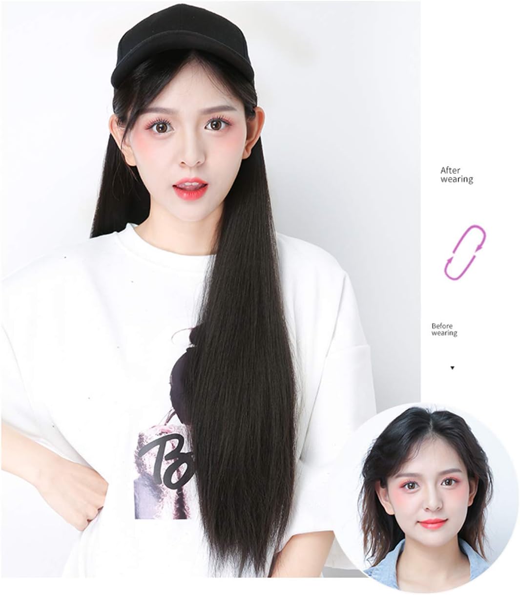 開店祝い ブラックキャップ付き22インチロングストレート人毛ウィッグ ラッピング無料 Lulugold Com