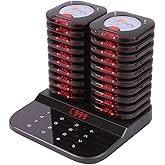 AGJ Restaurant Pager System Touch Keyboard Wireless Calling System 20 Pagers Beeper Buzzer Guest Customer Queue Pagers for Food Truck Church Nursery Clinic Coffee Shop with Buzzer Vibration Flash