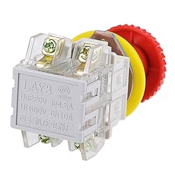 uxcell 22mm Mounting Hole Latching Emergency Stop