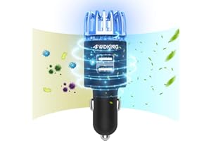 4WDKING Car Air Purifier Ionizer, 12V Plug-in Car Air Freshener Gadgets with Dual USB Charger Removes Cigarette Smoke, Pet and Food Odor, Ionic Ozone (Black)