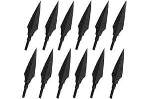 Huntingdoor Traditional Broadheads 12Pcs Hunting Arrow Heads Screw-in Solid Metal Archery Arrow Tips Medieval Arrowhead Old School for Hunting and Target