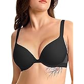 FallSweet Push Up T Shirt Bra for Small Chested Women Underwire Plunge Padded Add Two Cup Bra