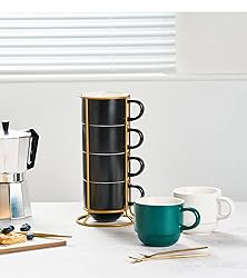 YHOSSEUN Porcelain Stackable Coffee Mug Set With