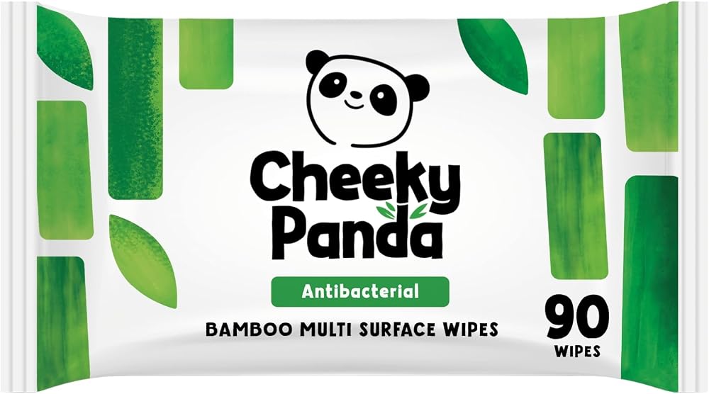 Cheeky Panda Antibacterial Wipes 90 Bamboo Cloths Kills 99.99% Bacteria PFAS
