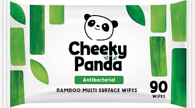 Cheeky Panda Antibacterial Wipes 90 Bamboo Cloths Kills 99.99% Bacteria PFAS