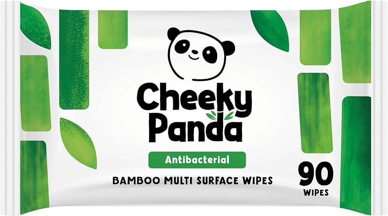 Cheeky Panda Antibacterial Wipes 90 Bamboo Cloths Kills 99.99% Bacteria PFAS