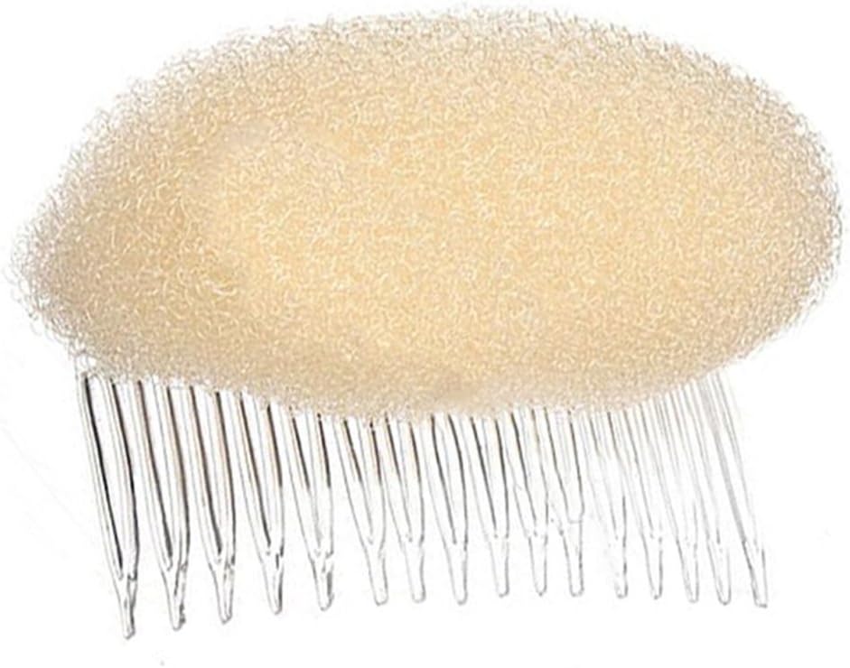 HugeStore 2 Pcs Sponge Hair Volume Bump Up Clip Hair Maker Tool Hair Comb Beige
