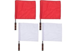 4 Pcs Referee Hand Flags,Stainless Steel Handheld Signal Flags,Red and White Signal Flags for Sports Events,Comfortable Spong