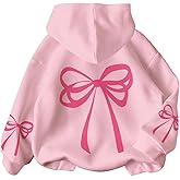 RoseSeek Girl's Bow Graphic Cute Y2K Hoodies Long Sleeve Hooded Sweatshirts Fall Pullovers Tops