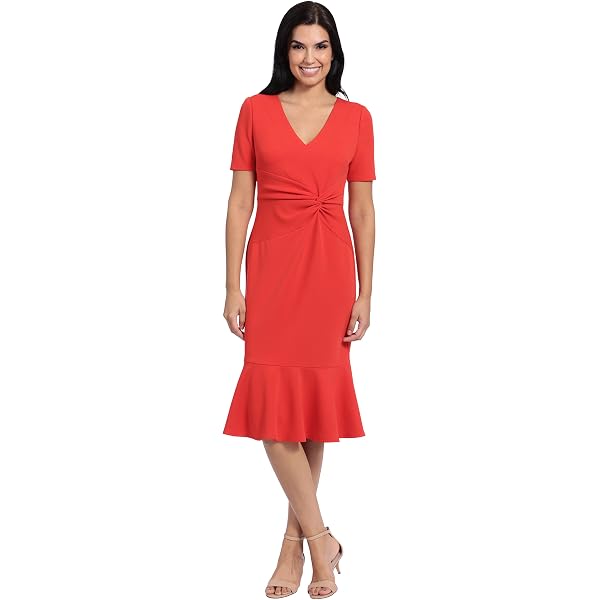 Cowl Neck Fit and Flare Sweater Dress, Rouge, XL at Amazon Women's Clothing  store
