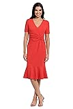 London Times Women's V-Neck Twist Midi with Flounce