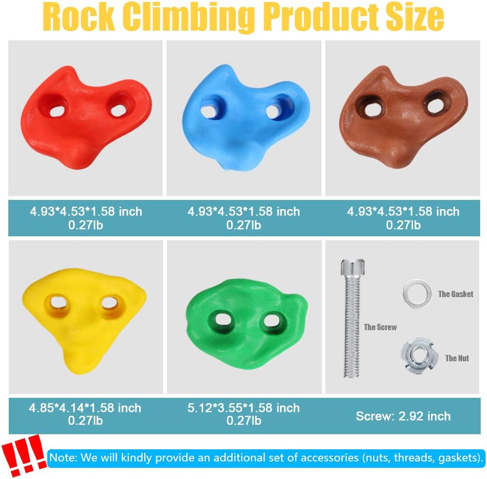 Newtion Multi-Colored Pack of 30 Rock Climbing Holds for Kids and Adults,Large Rock Wall Grips for Indoor and Outdoor Play Set - Build Rock Climbing Wall.Hand Holds for Playground: Toys & Games