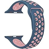 StarMoring Soft Silicone Sport Band Replacement Wrist Strap for iWatch Apple Watch Series 1 Series 2,38mm,S/M,LightPink and Midnightblue