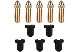 HIKUDIY 5PCS 0.4mm Brass Nozzles Silicone Socks Kit for Creality K1, K1 Max, Extruder Hotend Nozzles Kit for Creality K1, K1 Max, Ender 3 V3 KE, CR-M4, CR-10 SE 3D Printers