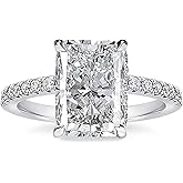 Effinny 3.5/7.0 Carat Elongated Radiant Cut Engagement Ring for Women,5A Cubic Zirconia Promise Ring in 925 Sterling Silver
