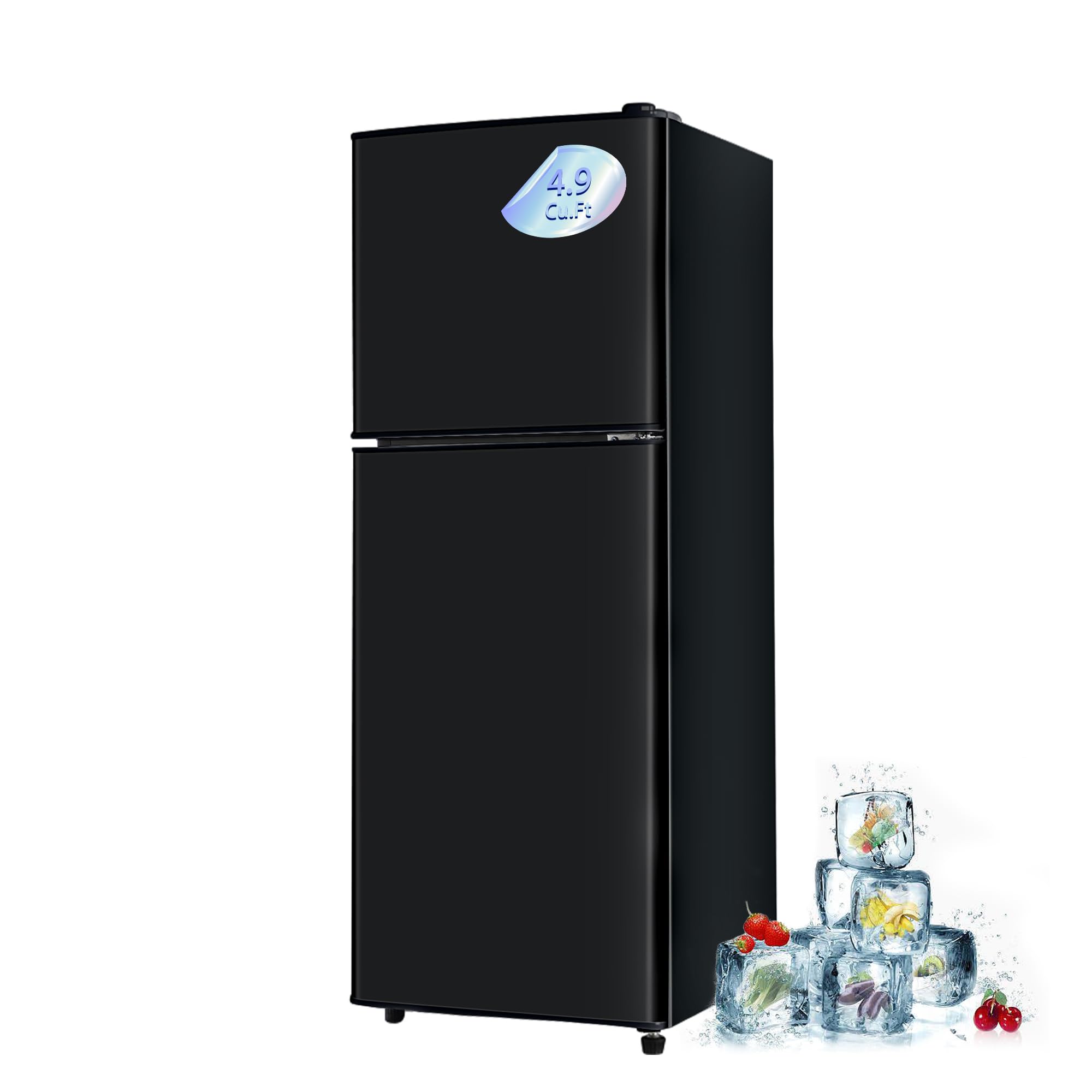 Photo 1 of Borcolo Mini Fridge with Freezer 4.9 Cu. Ft 2 Door Refrigerator, Dorm Fridge with 7 Adjustable Thermostat & Shelves, Compact Mini Refrigerator Freezer for RV, Kitchen, Office, Black