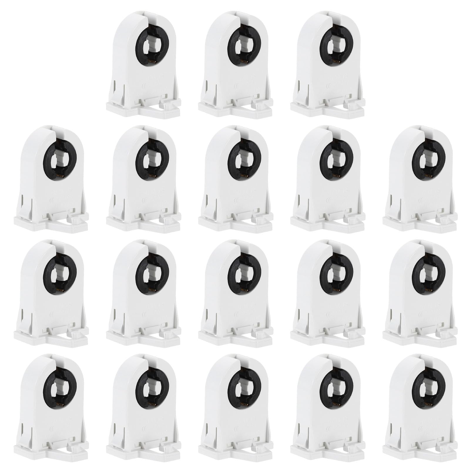 PATIKIL T8 Fluorescent Light Holder, 18 Pack G13 Lamp Base LED Fluorescent Tube Light Socket 500V Non-shunted Turn Type Lamp Holder Replacement, 37x28x24mm