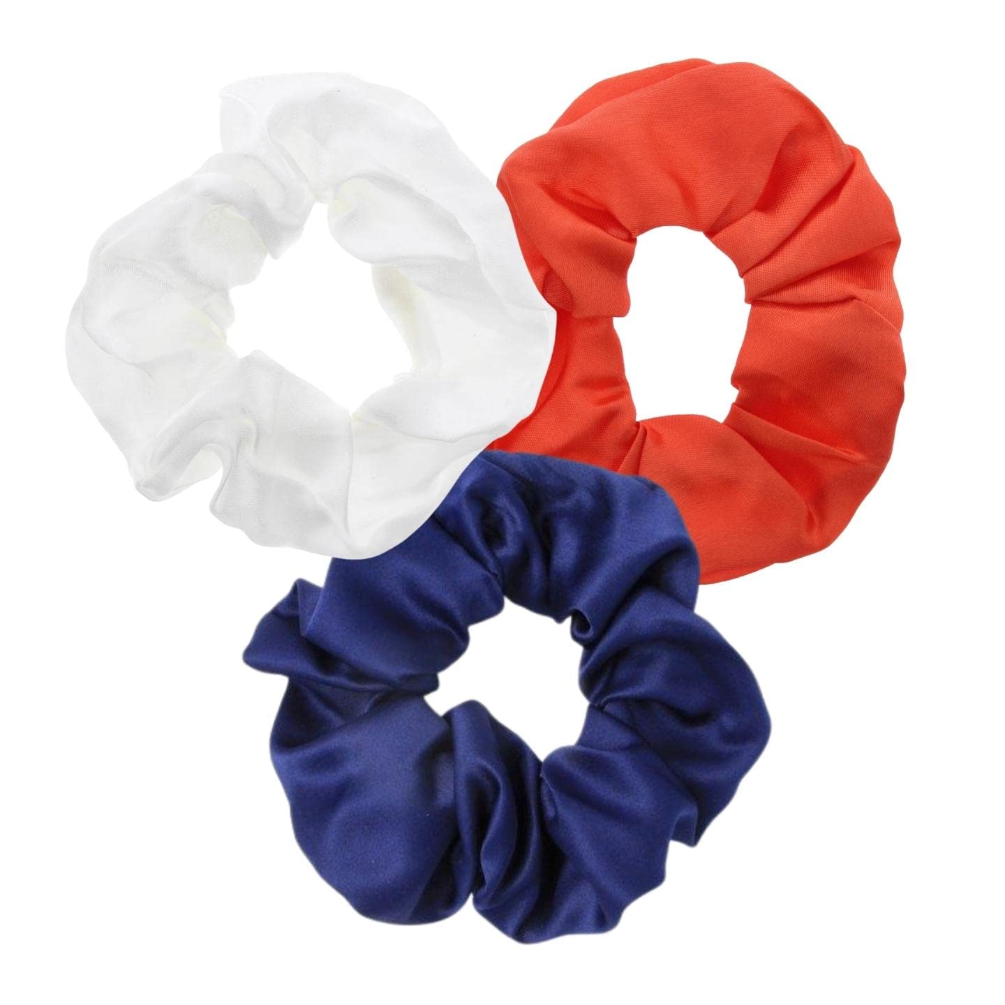 Topkids Accessories 3pc Satin Hair Scrunchies for Women & Girls, Hair Accessories for Women, Hair Bobbles, Hair Ties, Hair Elastics, Ponytail Holders, Hair Styling Accessories (Nautical 2)
