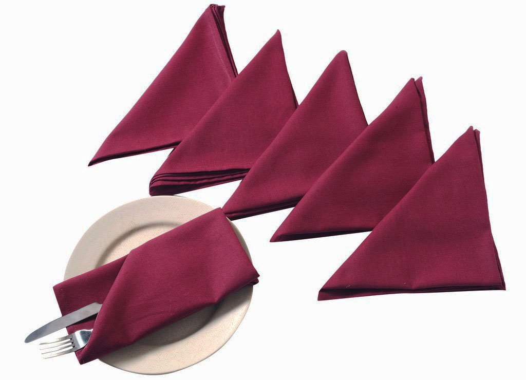 YUGA Plain Dinner Napkins Set 100% Cotton Table Linen Napkins Set of 6 Pcs 17 X 17 Inches