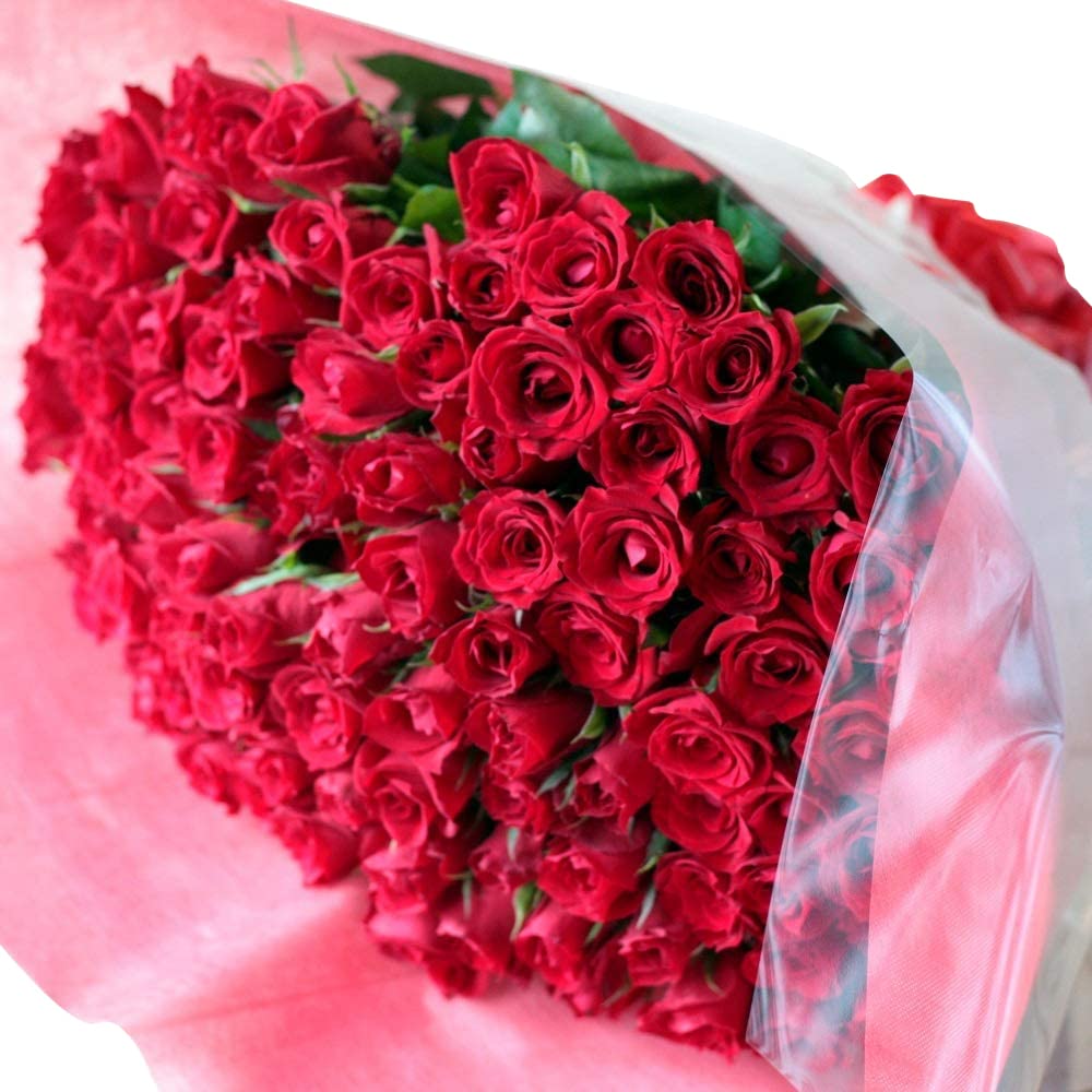 BisesFlower(ビズフラワー) バラ 花束 100本 赤 【クール便出荷】プロポーズ サプライズ 花 ローズ 薔薇 ブーケ ウェディング プレゼント 生花 記念日 結婚 バラの花束 誕生日 薔薇の花束商品画像