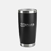 BPLUSB Insulated Black Travel Tumbler Coffee/Water Mug with Lid and Straw 20 oz