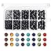 Paxcoo 400pcs Lava Stone Rock Beads with Chakra Beads for Essential Oil and Jewelry Making