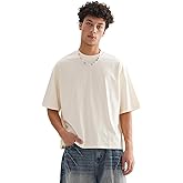 Men's T-Shirts Boxy Fit Cropped Oversized 100% Cotton Short Sleeve Round Neck T Shirts Fashion Tops Tees Shirts