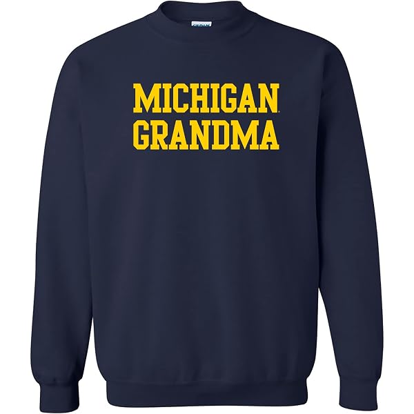 NCAA Michigan Wolverines Basic Block Grandma Crewneck Sweatshirt - Navy, Officially Licensed