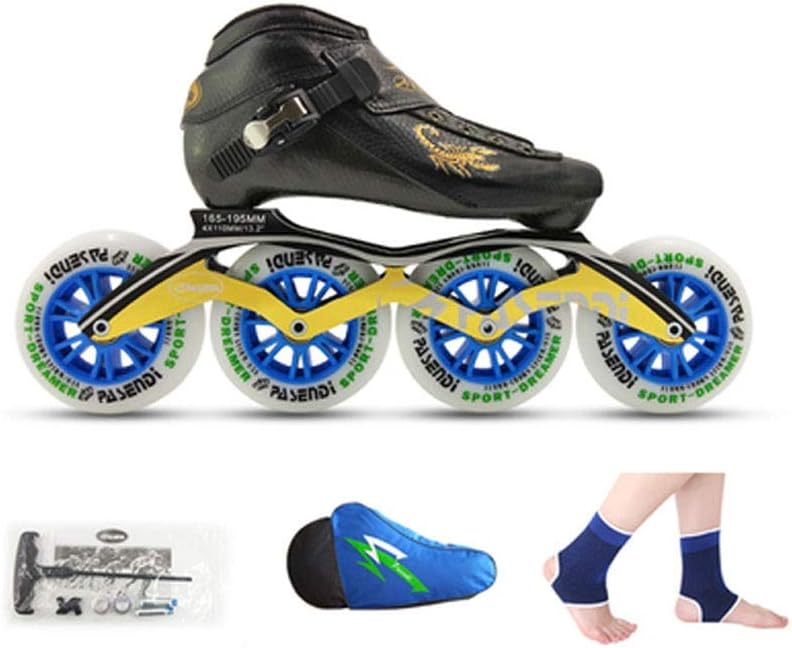 Prosperous Inline Skates, 4X90MM-110MM High Elastic PU Wheel Child Adult Professional Single Row Skates (Color : Blue, Size : EU 40/US 7.5/UK 6.5/JP 25cm)