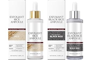 GOWEGO Peel Shot Glow Rice Ampoule Duo, 2PCS Black and White Rice Peeling Ampoule Set, Soft Rice Exfoliating Face and Body, Black and White Rice Exfoliant for All Skin Types Korean Skincare (3.38 fl oz Each)
