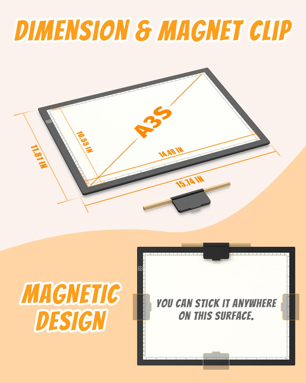 KACOLA A3s Light Pad for Diamond Painting, Light Board, Tracing Light Box by Magnetic for Weeding Vinyl, Ultra-Thin Copy Board with 3 Adjustable Brightness for Drawing, Sketching, Animation