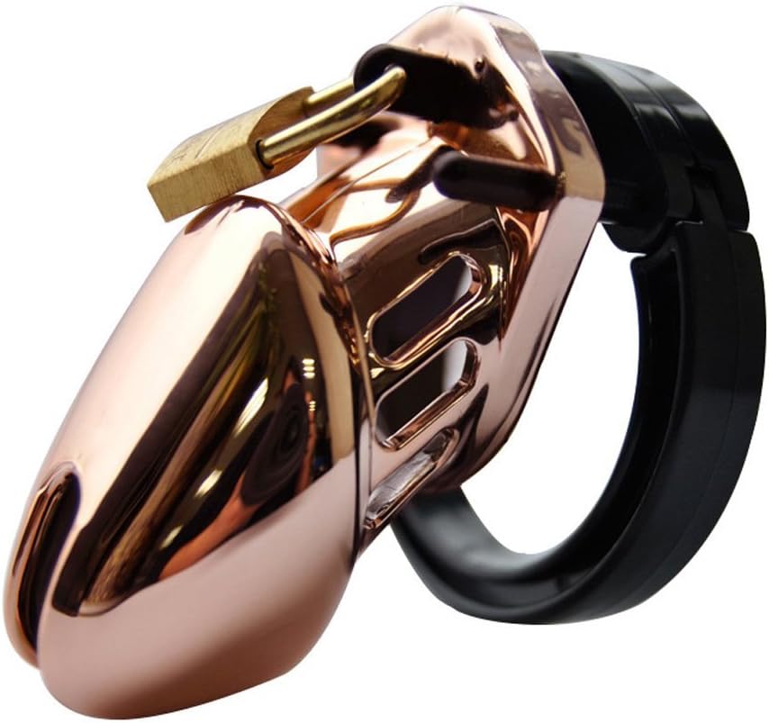 SUNNY RAIN Small Male Virginity Chasti-ty Belt Lock Cage Cock for Men (Rose Gold)