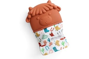 Itzy Ritzy Silicone Teething Mitt - Soothing Infant Teething Mitten with Adjustable Strap, Crinkle Sound & Textured Silicone 