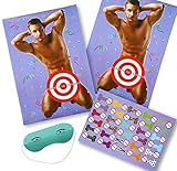 Pin the Junk on the Hunk - Poster Game by Juvale Includes 2 Posters, 30 Stickers and Mask Bachelorette Bridal Party Supplies 16.25 x 24.5 inches