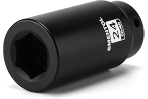 EMENTOL 1/2" Drive 24mm Harmonic Balancer Socket, CR-MO, Heavy Duty Crank Bolt Removal Tool for Stubborn Bolts