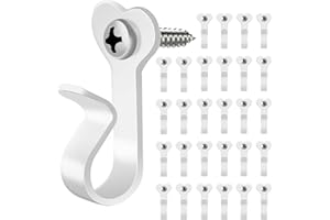 Dreecy 30 Packs White String Light Hooks for Outside, Stainless Steel Outdoor Light Hook for String Lights, Hooks for Outdoor String Lights Christmas Party Easy Release Wire and Fairy Led Light