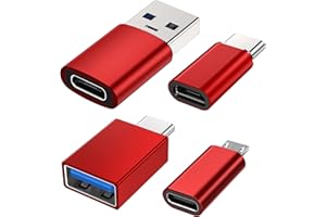BRV EXPLORER USB C to USB Adapter (4 Pack) 3.1 USB C Female to USB Male Adapter, USB C to Micro USB Adapter OTG, Type C Charger Converter Compatible with iPhone, PC, Samsung, iPad, Laptop, MacBook, Google, AirPods