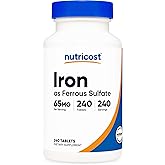 Nutricost Iron (As Ferrous Sulfate) 65mg, 240 Tablets - Non-GMO, Gluten Free
