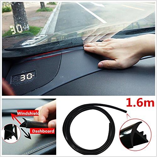 Black Rubber 1.6m 5.25ft Soundproof Dustproof Sealing Strip for Auto Car Dashboard Windshield